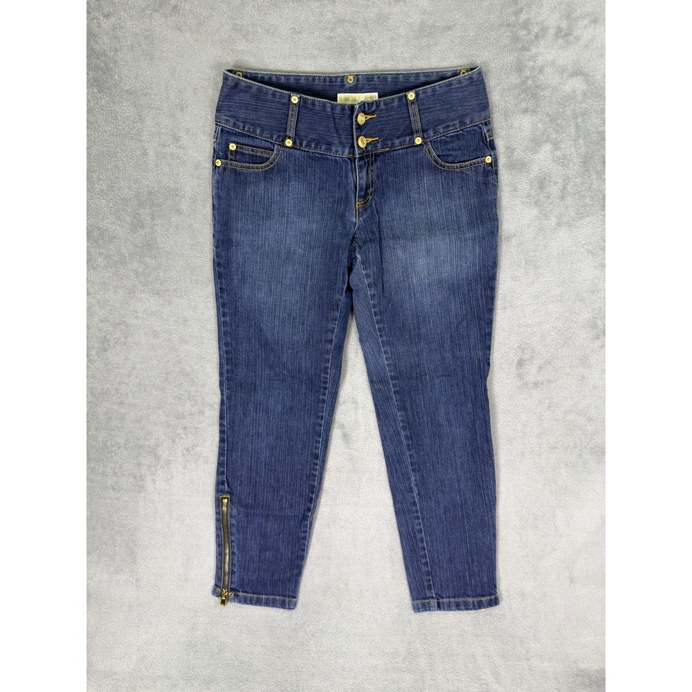 Michael Kors Jeans Womens 6 Blue Dark Wash Denim Low Rise Straight Ankle Zip